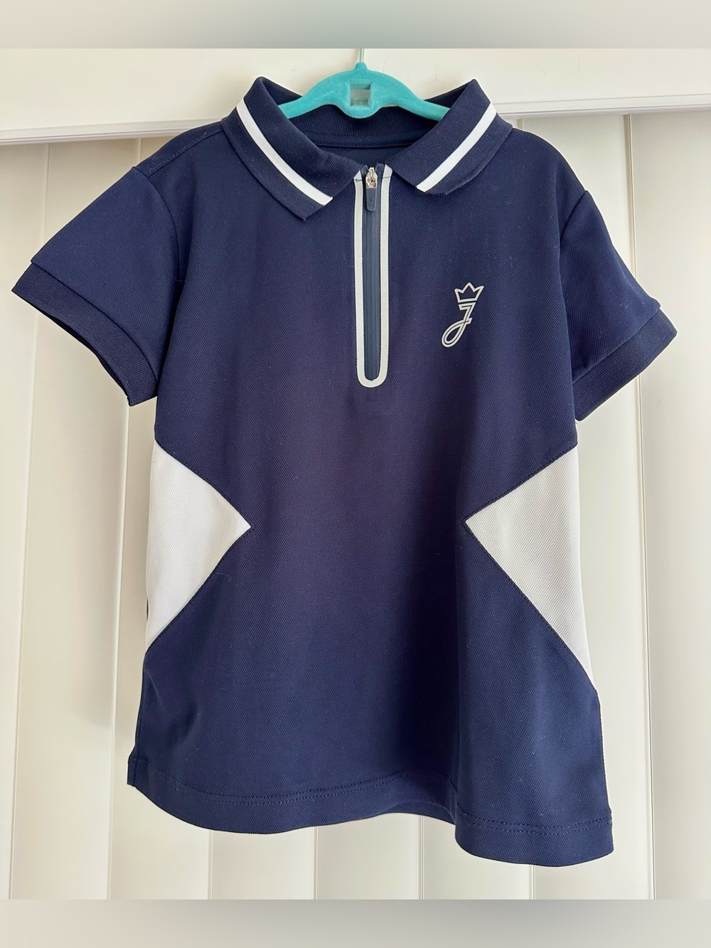 Jacadi Navy and White Boys Half Zip Polo